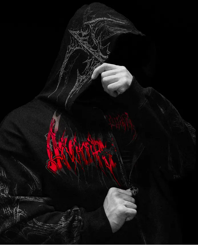 Celestial Blade Oversized Zip-up Hoodie Eclipse (Rojo, Masculino, S)