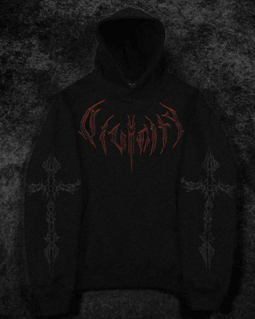 Heavenly Wrath Hoodie PullOver (S, Negro, Masculino, Rojo)