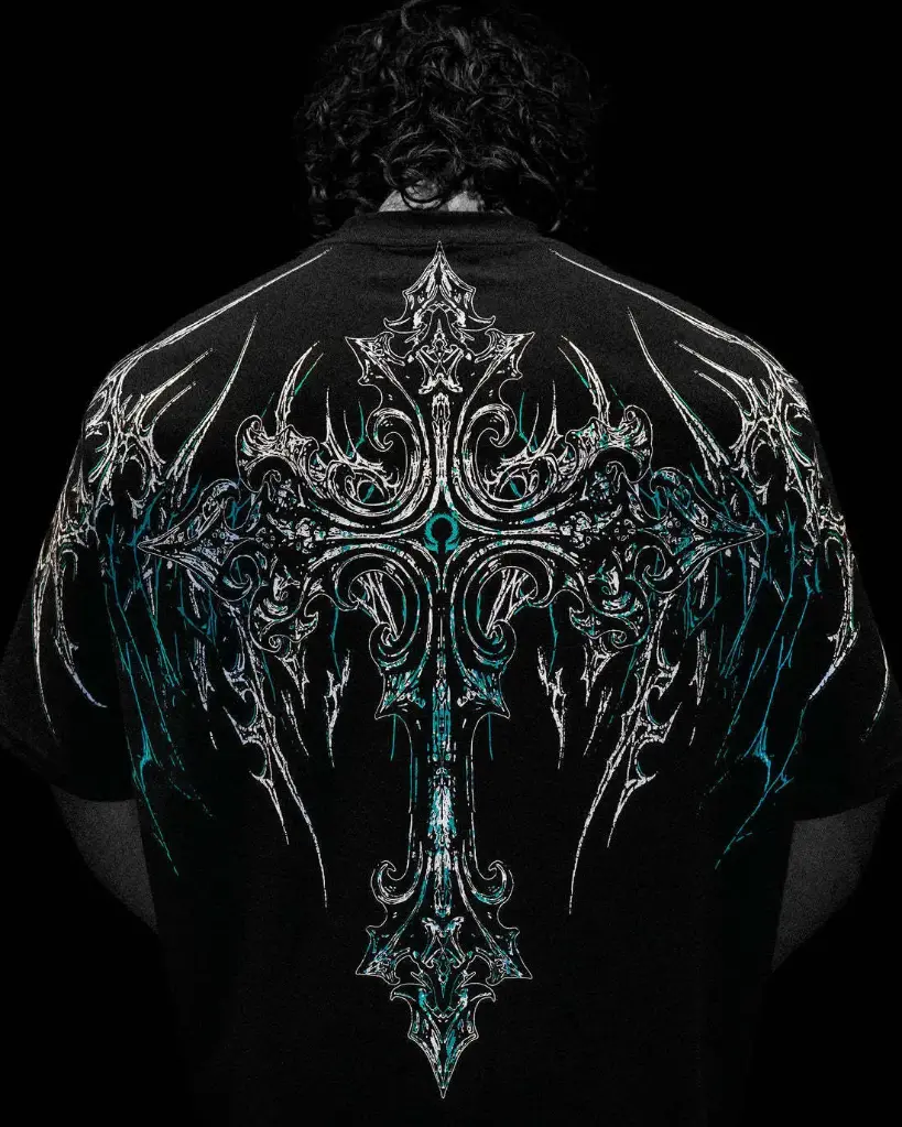 BreathDivinity BigCross Oversize Tee' (Azul, S, Masculino)