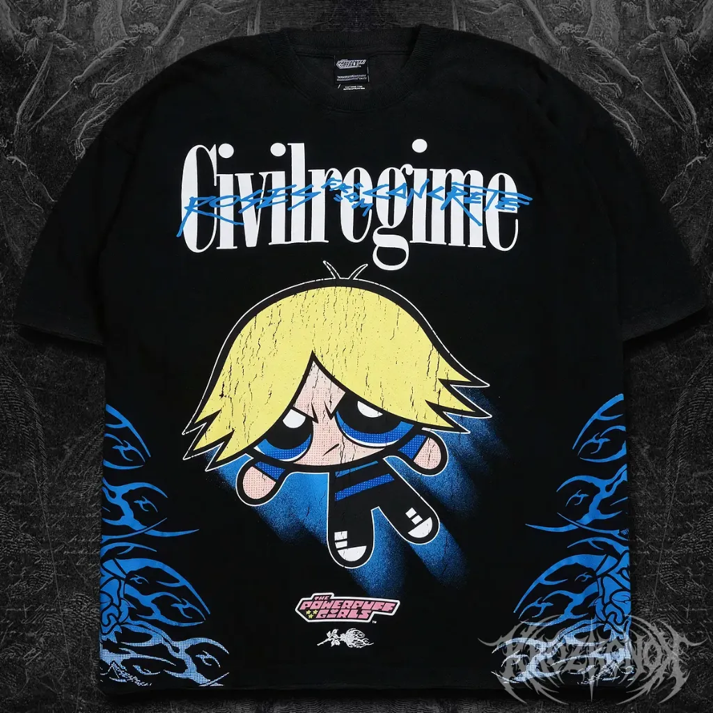 Camisa Oversize Civil Regime X Powerpuff 1.0 (Azul, Negro, S)