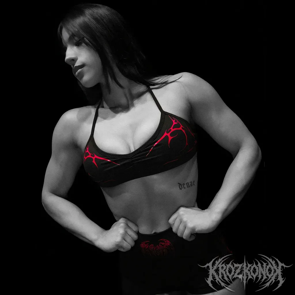 [bd-sb-crmk-blrd-s] Sport Bra Breathedivinity Cursemark (Negro, Rojo, S)