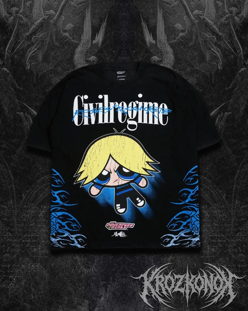 Camisa Oversize Civil Regime x Powerpuff Girls Rowdy (Azul, S)