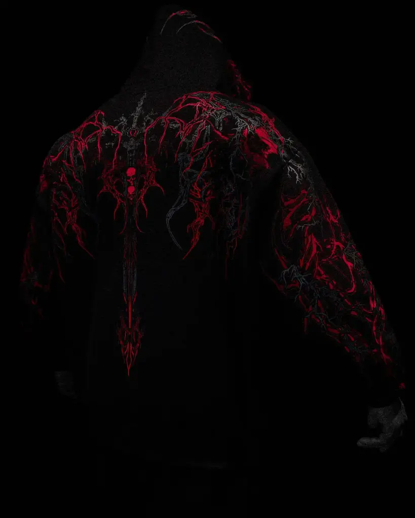Doomspire Oversized Pullover Hoodie (Rojo, S, Masculino)