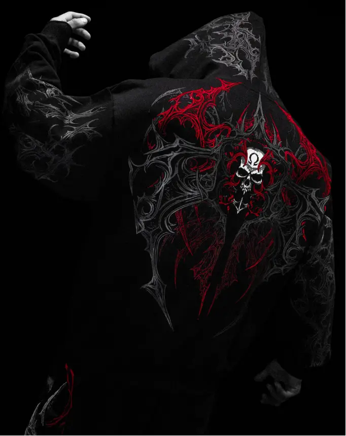 Deathwing Oversized Zip-up hoodie (Rojo, Masculino, S)